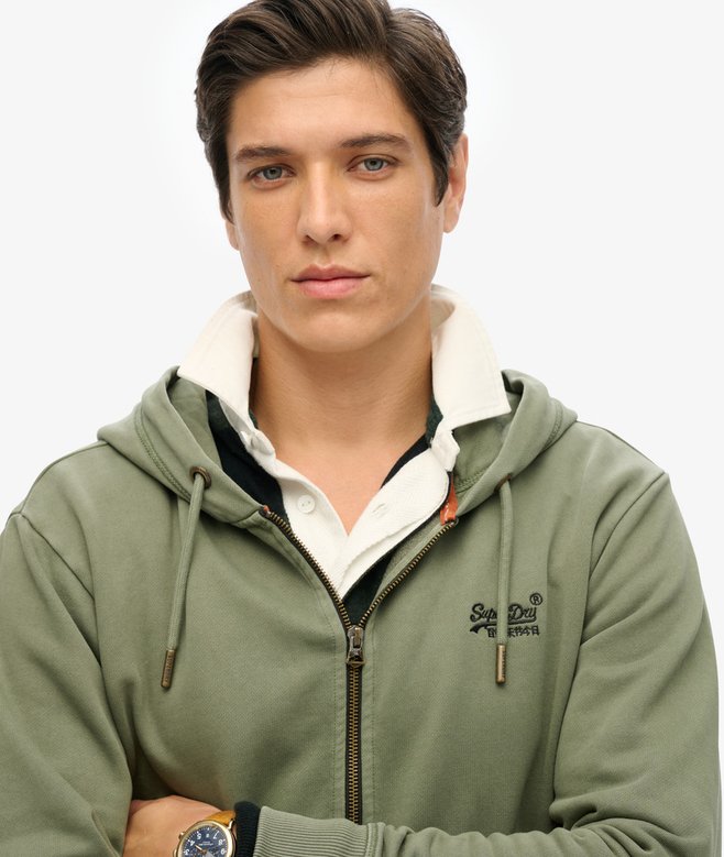 Superdry Sudadera Lavada Con Capucha Cremallera Y Logotipo Essential