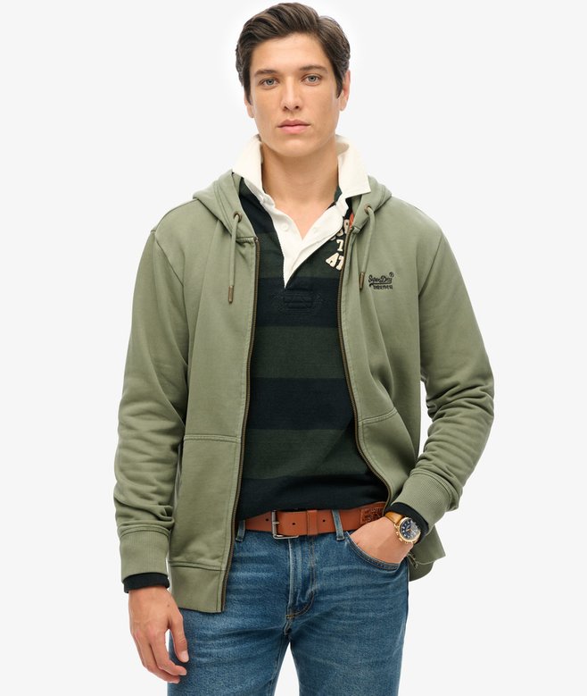 superdry Sudadera lavada con capucha cremallera y logotipo Essential