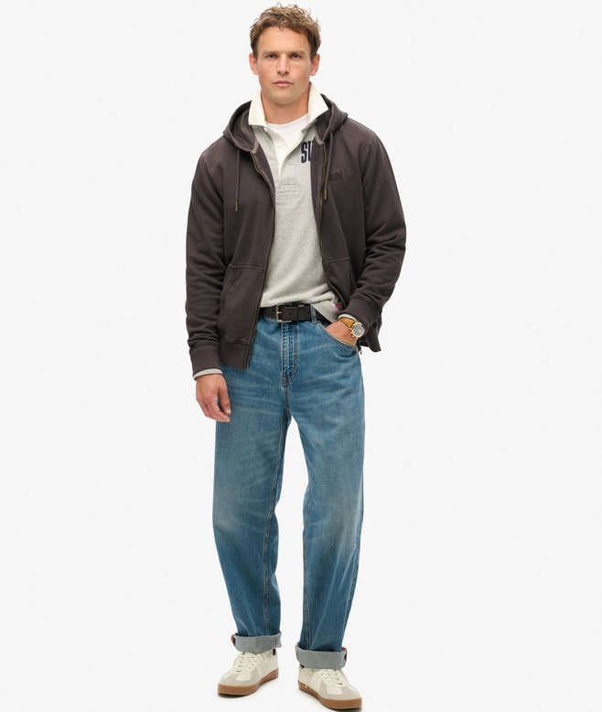 Superdry Sudadera Lavada Con Capucha Cremallera Y Logotipo Essential