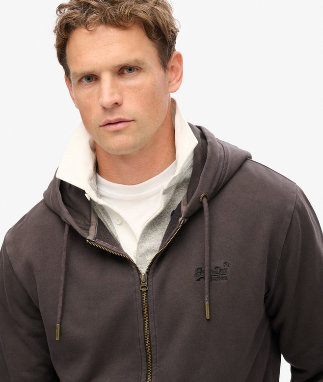 Superdry Sudadera Lavada Con Capucha Cremallera Y Logotipo Essential