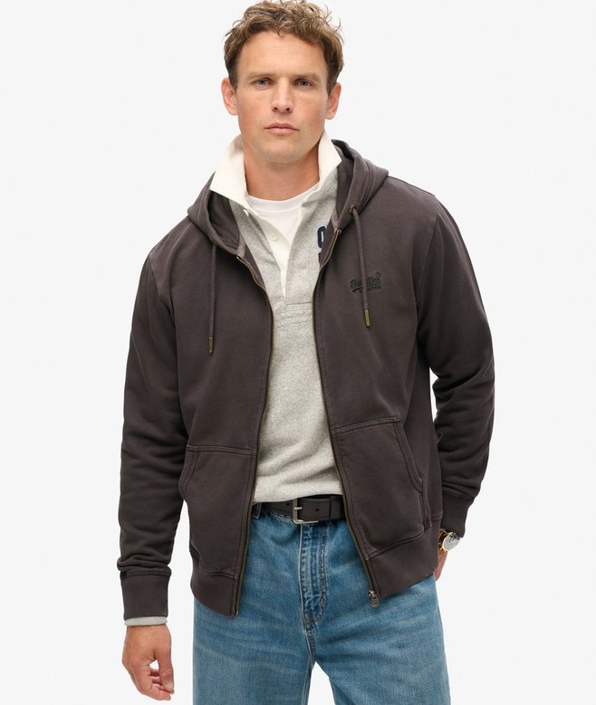 superdry Sudadera lavada con capucha cremallera y logotipo Essential
