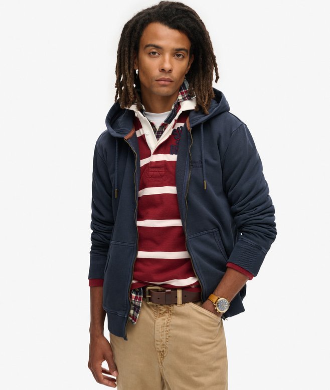 superdry Sudadera lavada con capucha cremallera y logotipo Essential