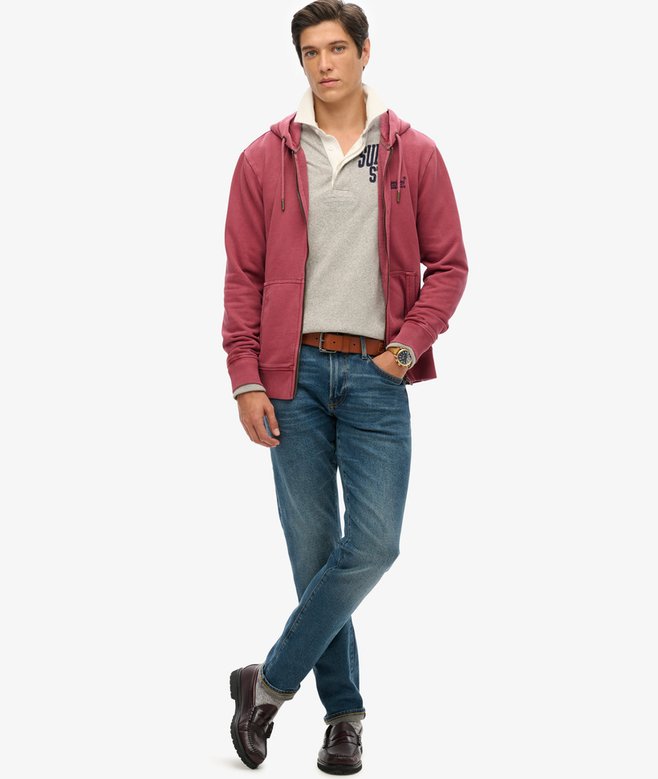 Superdry Sudadera Lavada Con Capucha Cremallera Y Logotipo Essential