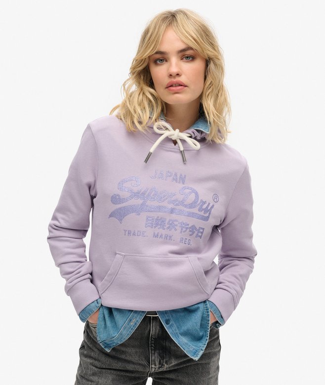 superdry Sudadera sin cepillar con capucha y logo metálico vintage