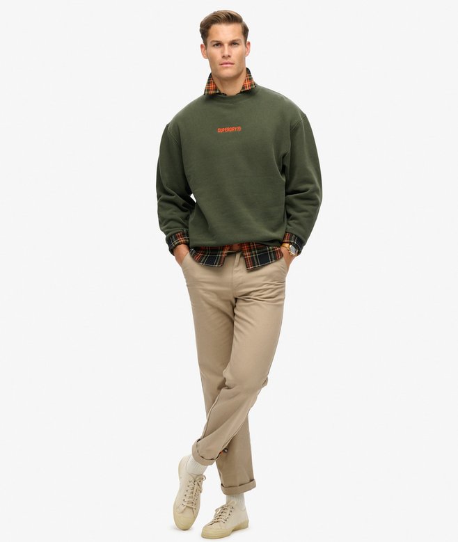 Superdry Sudadera Suelta De Cuello Redondo Con Micrologotipo Estampado