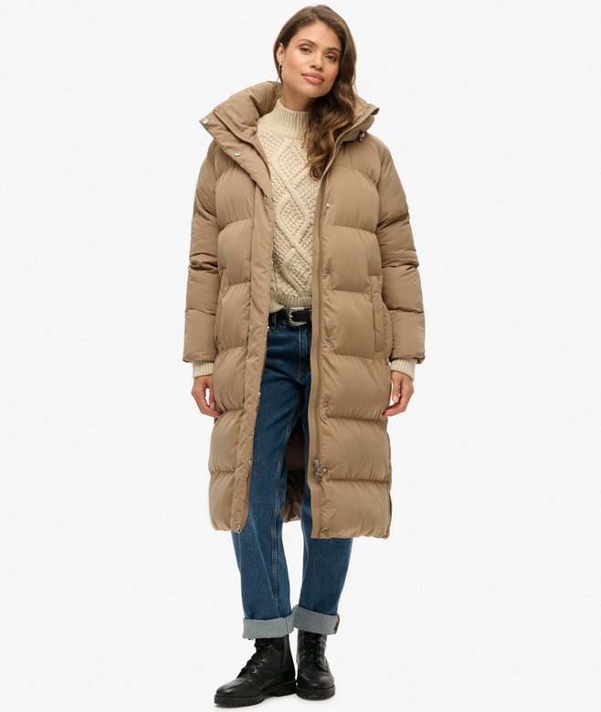 superdry Abrigo acolchado largo con capucha