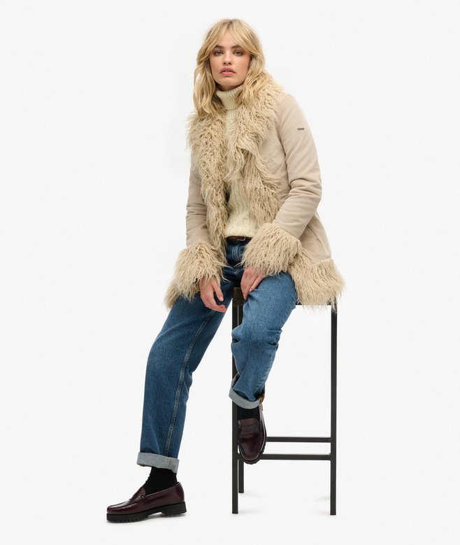 Superdry Abrigo Afgano Con Forro De Pelo Sintético