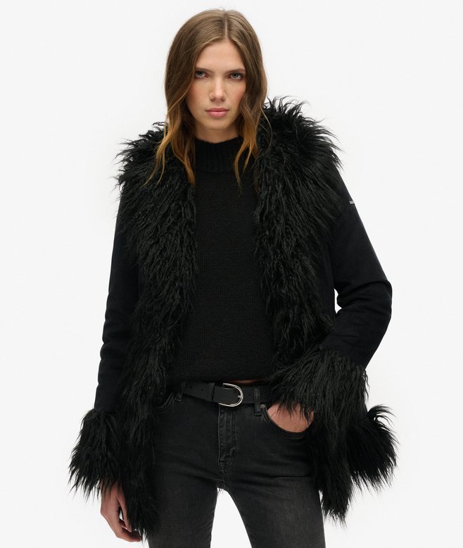 superdry Abrigo afgano con forro de pelo sintético