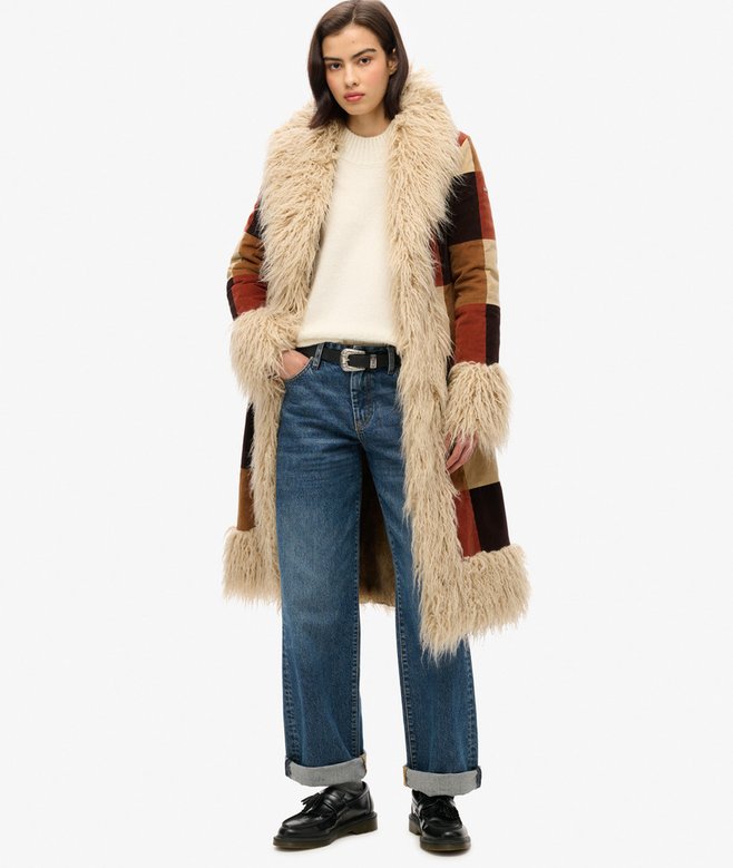 superdry Abrigo afgano largo de patchwork