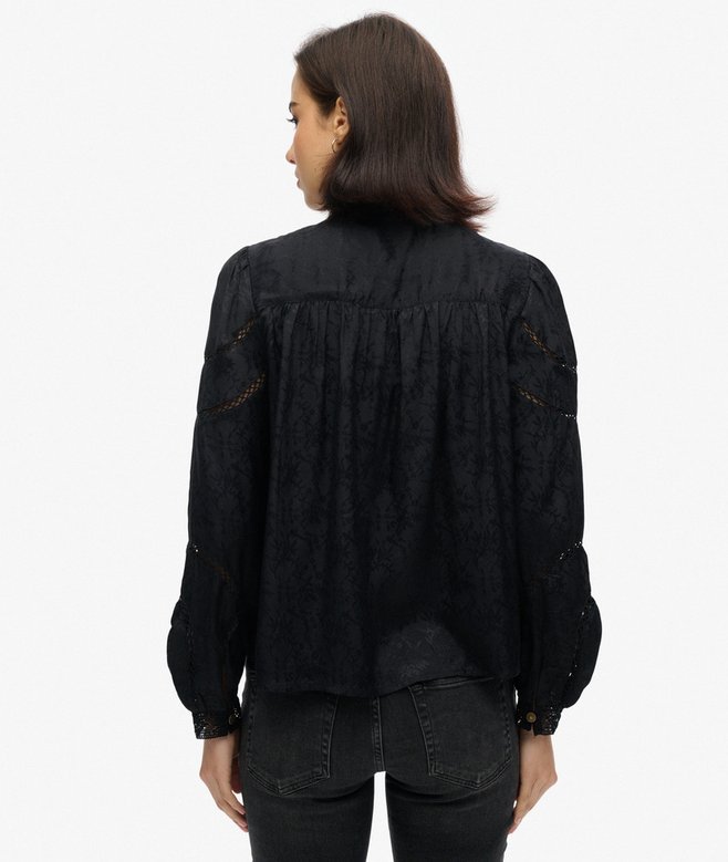 Superdry Blusa De Encaje De Manga Larga