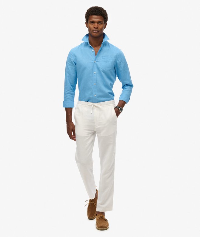 Superdry Camisa De Algodón Y Lino De Manga Larga