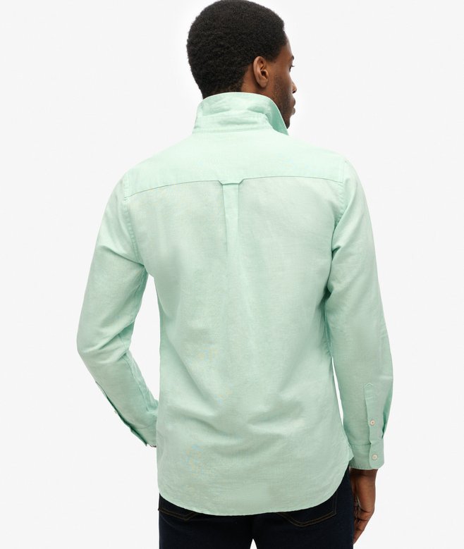 Superdry Camisa De Algodón Y Lino De Manga Larga