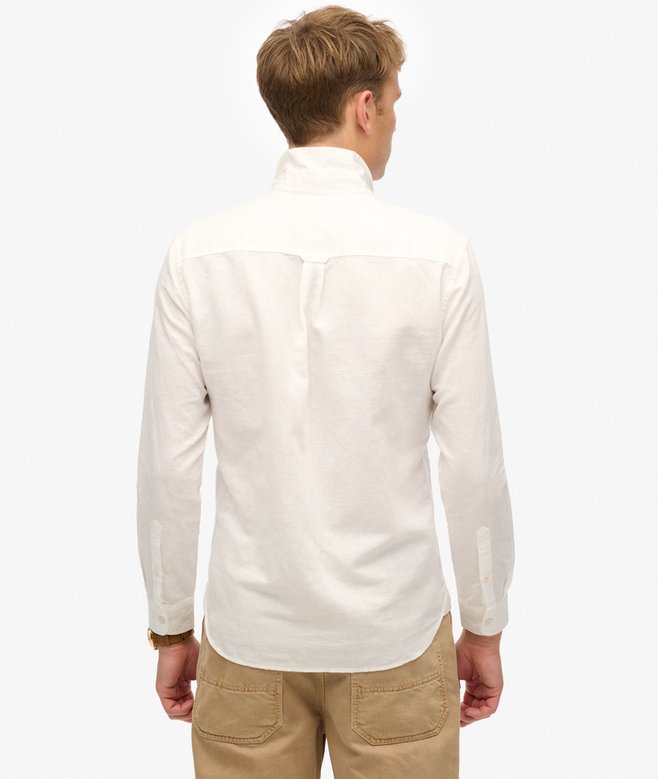 Superdry Camisa De Algodón Y Lino De Manga Larga