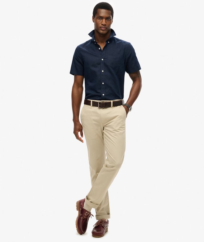 Superdry Camisa De Manga Corta En Lino Y Algodón