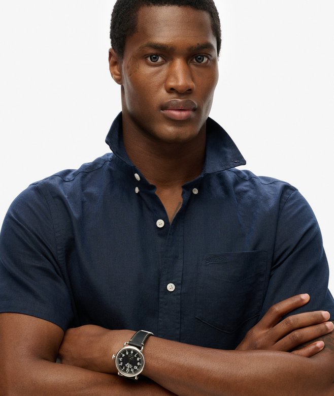 Superdry Camisa De Manga Corta En Lino Y Algodón