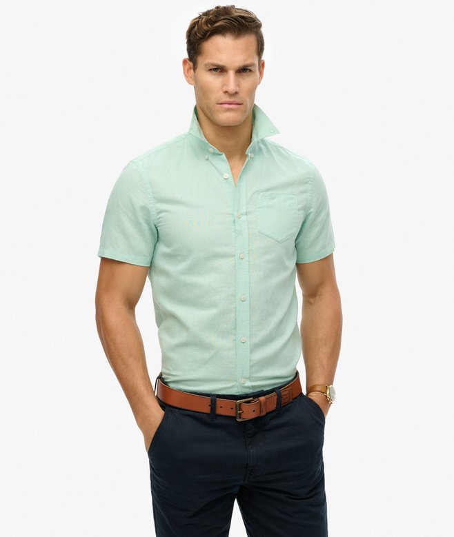 superdry Camisa de manga corta en lino y algodón