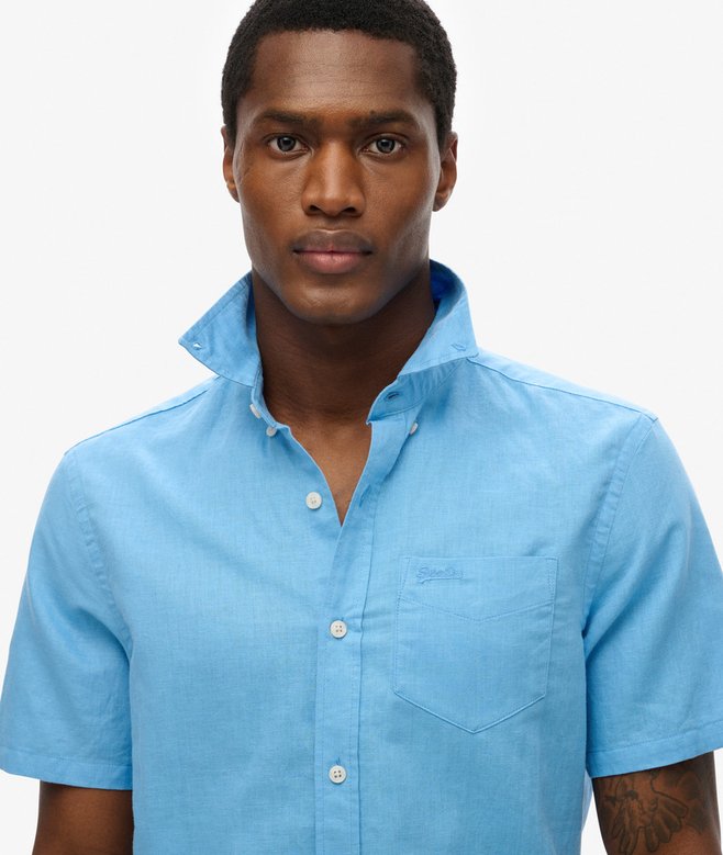 Superdry Camisa De Manga Corta En Lino Y Algodón