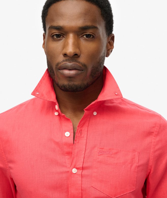Superdry Camisa De Manga Corta En Lino Y Algodón