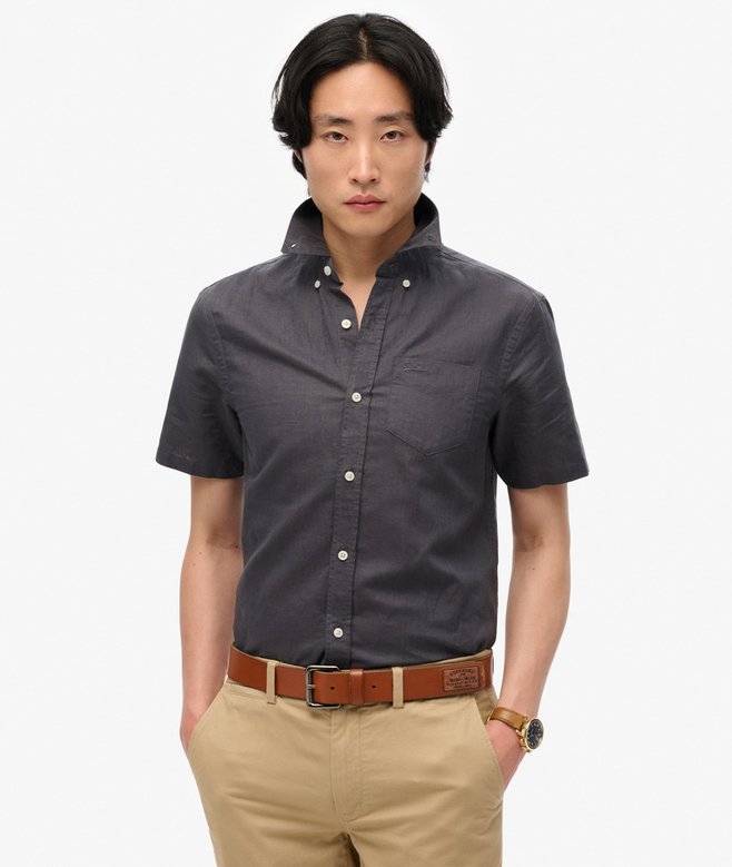 superdry Camisa de manga corta en lino y algodón