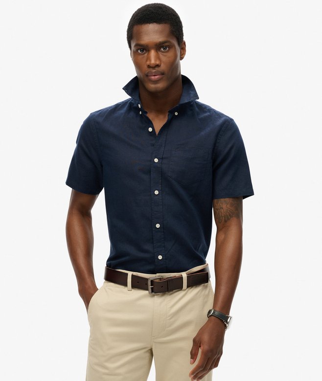 superdry Camisa de manga corta en lino y algodón