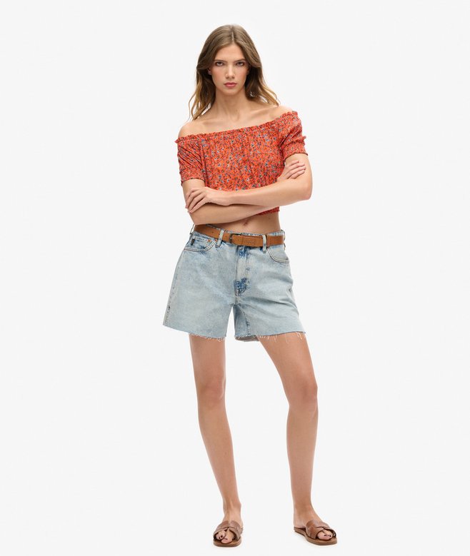 Superdry Camiseta Corta Fruncida Con Manga Corta