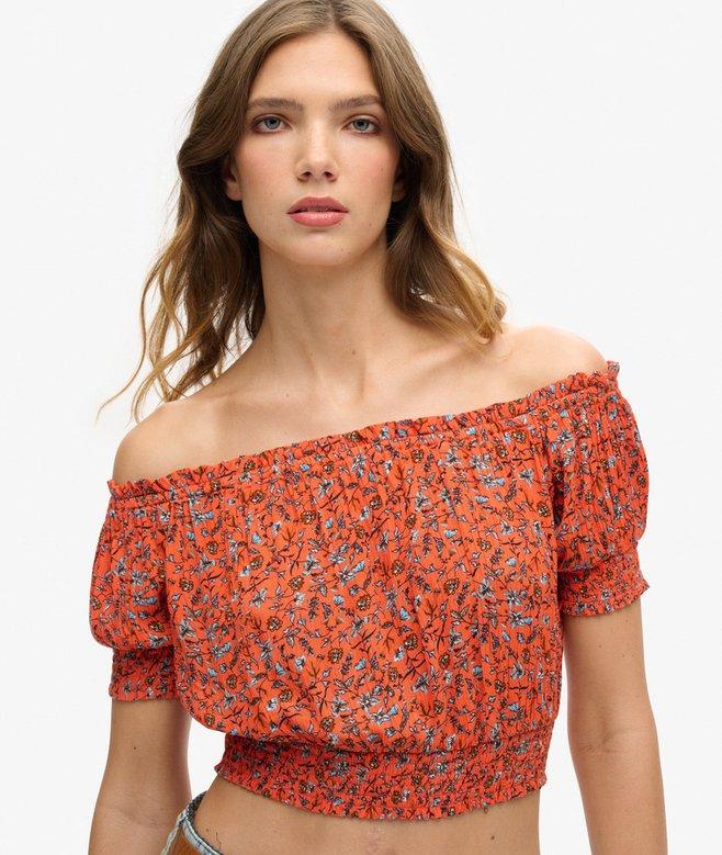 Superdry Camiseta Corta Fruncida Con Manga Corta