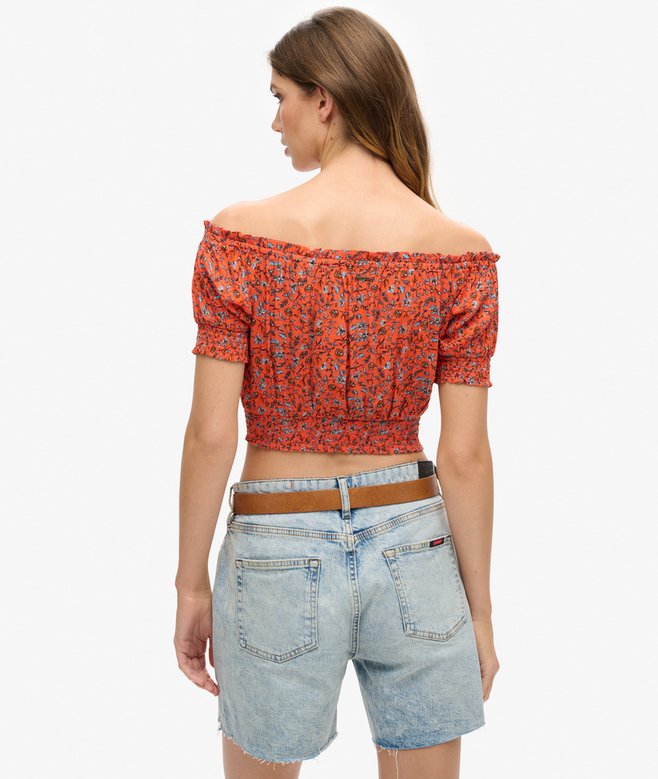 Superdry Camiseta Corta Fruncida Con Manga Corta