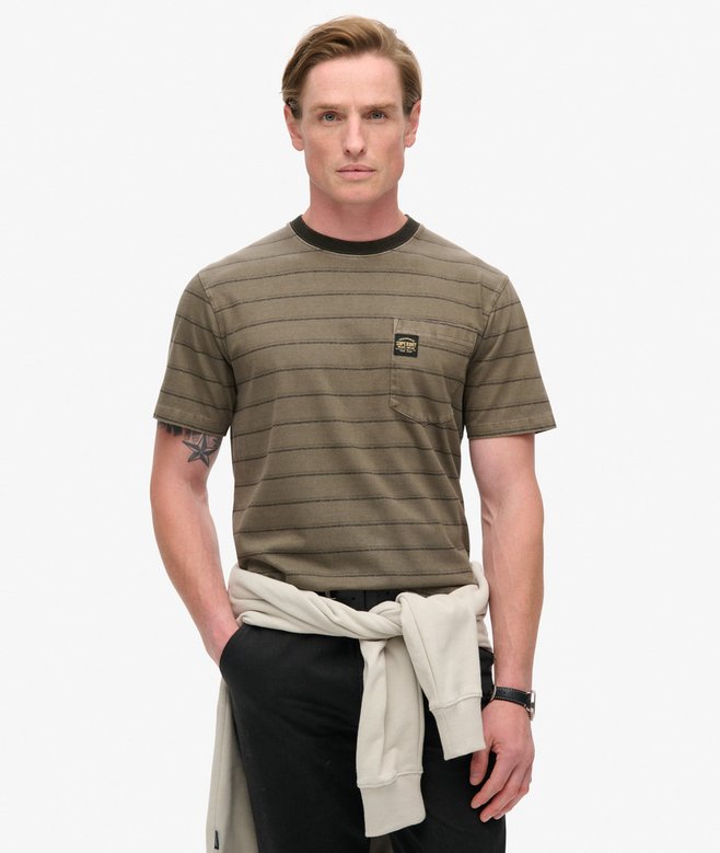 superdry Camiseta de rayas con textura y bolsillo