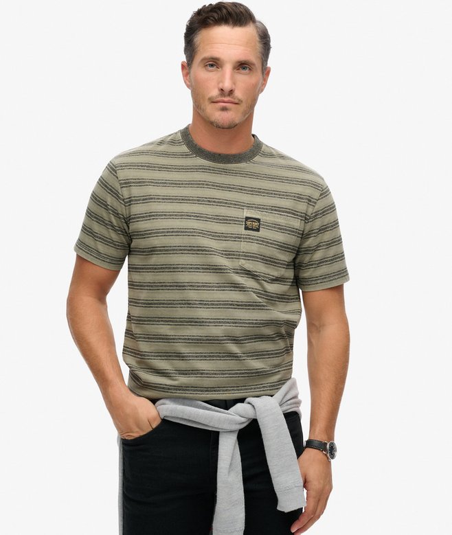 superdry Camiseta de rayas con textura y bolsillo