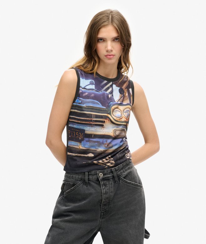 superdry Camiseta de tirantes con subestampado