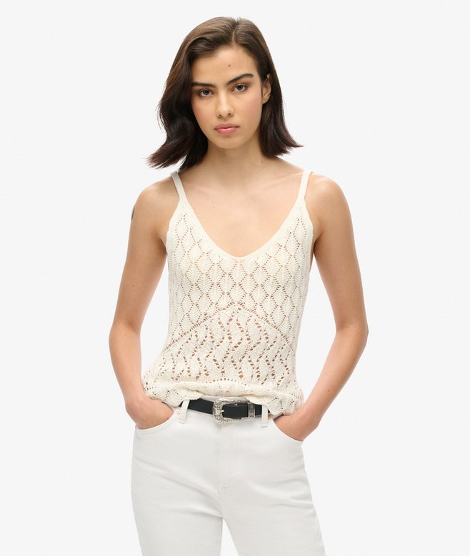superdry Camiseta de tirantes de ganchillo