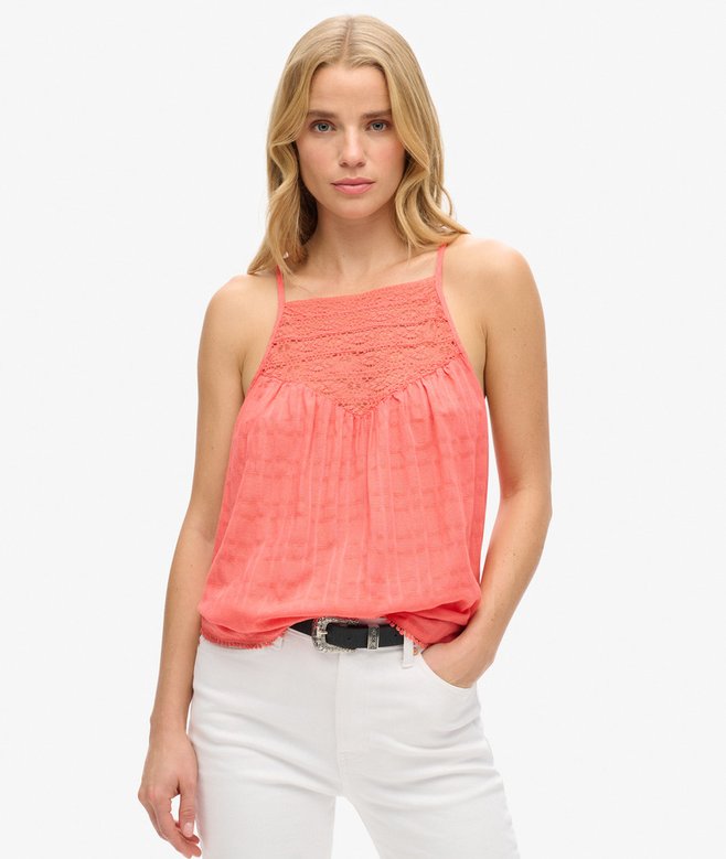 superdry Camiseta de tirantes de playa de encaje