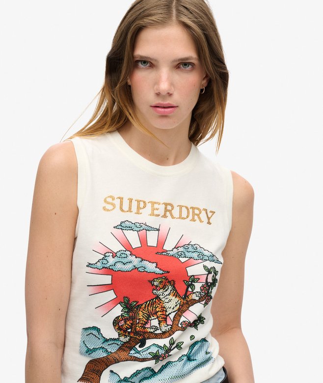 Superdry Camiseta Sin Mangas Con Strass Tattoo
