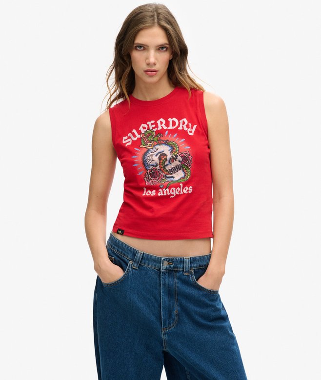 superdry Camiseta sin mangas con strass Tattoo