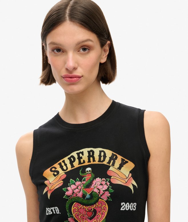 Superdry Camiseta Sin Mangas Con Strass Tattoo