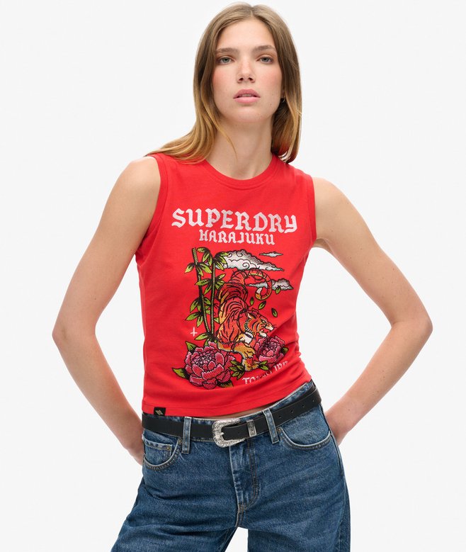 superdry Camiseta sin mangas con strass Tattoo