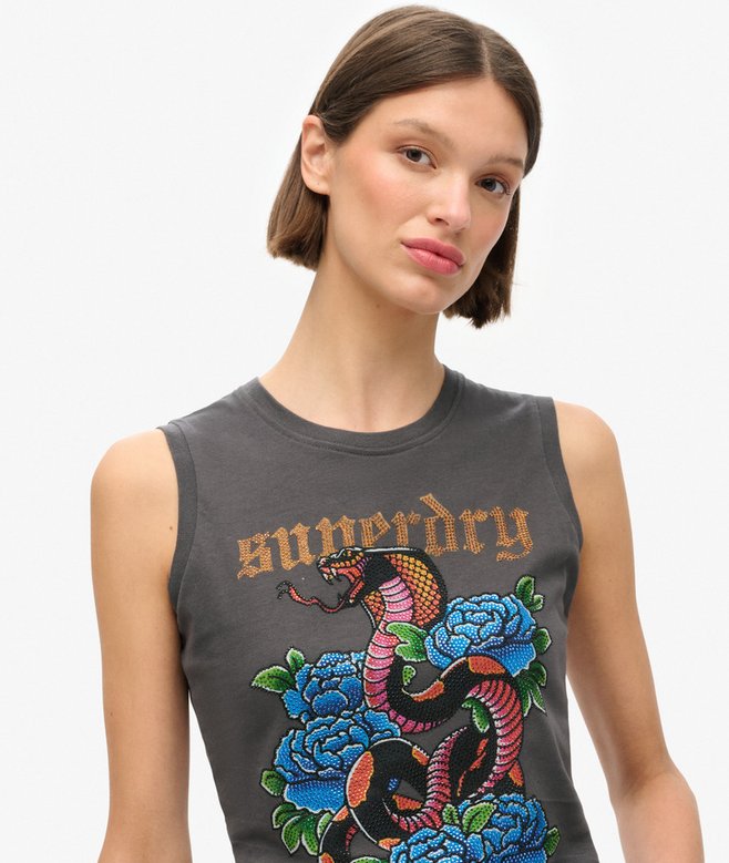 Superdry Camiseta Sin Mangas Con Strass Tattoo