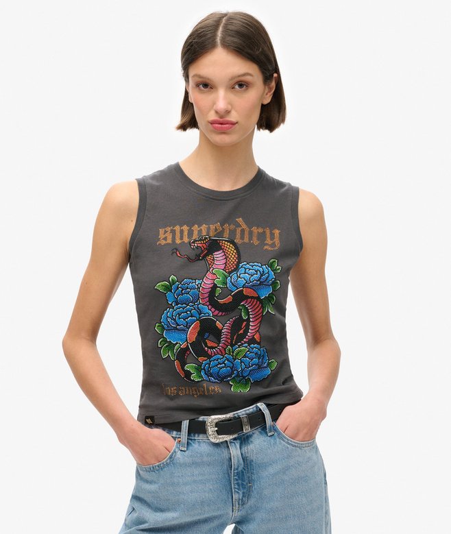superdry Camiseta sin mangas con strass Tattoo