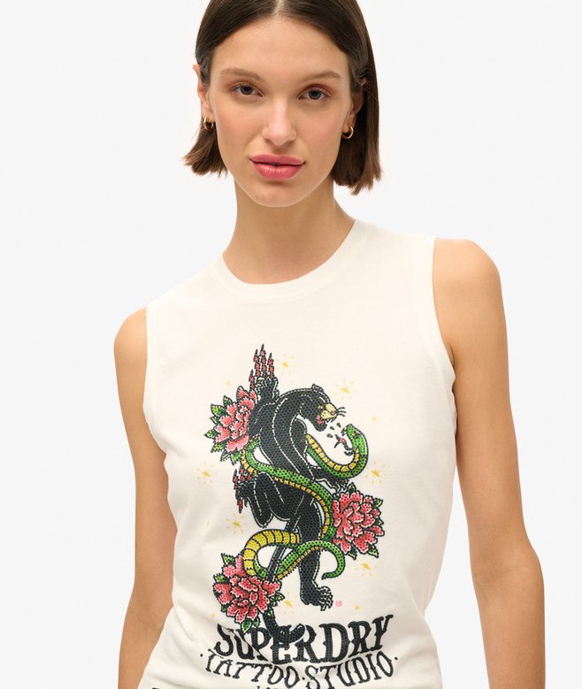 Superdry Camiseta Sin Mangas Con Strass Tattoo
