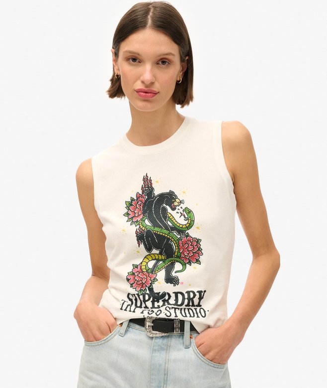 superdry Camiseta sin mangas con strass Tattoo
