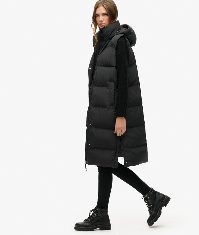 Superdry Chaleco Acolchado Largo Con Capucha