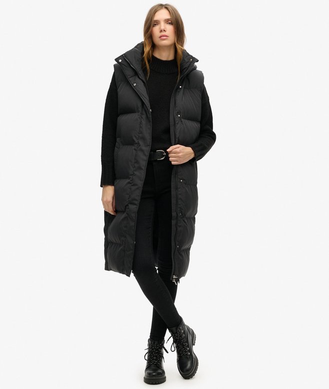 superdry Chaleco acolchado largo con capucha