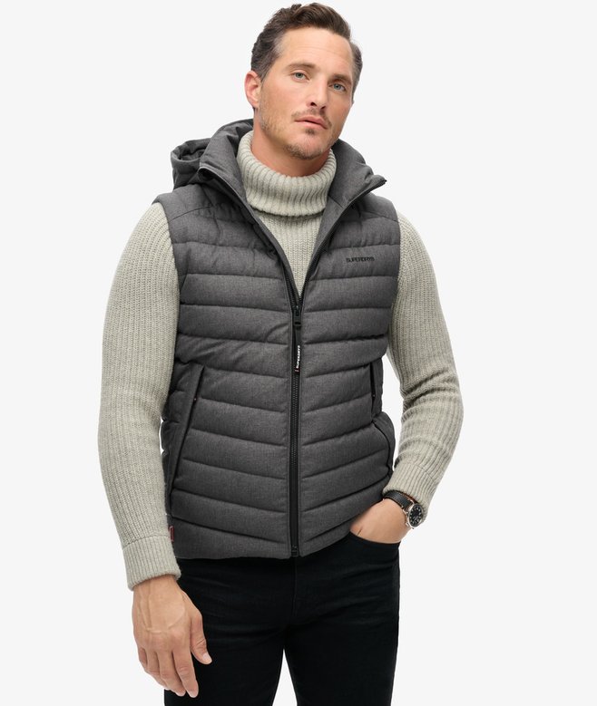 Superdry Chaleco De Tweed Con Capucha Fuji