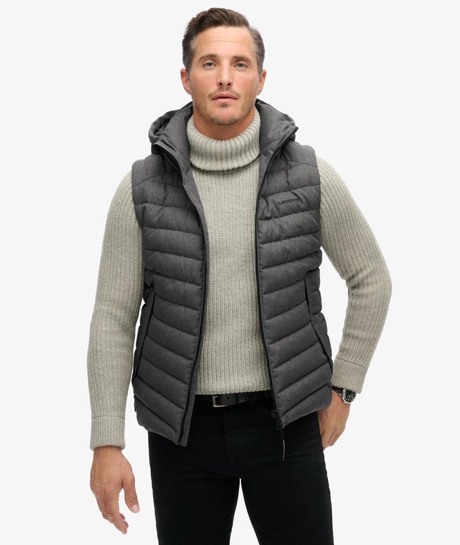 superdry Chaleco de tweed con capucha Fuji