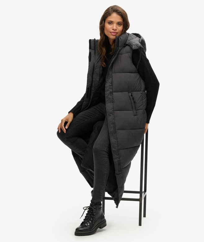 Superdry Chaleco Largo Con Capucha Ripstop