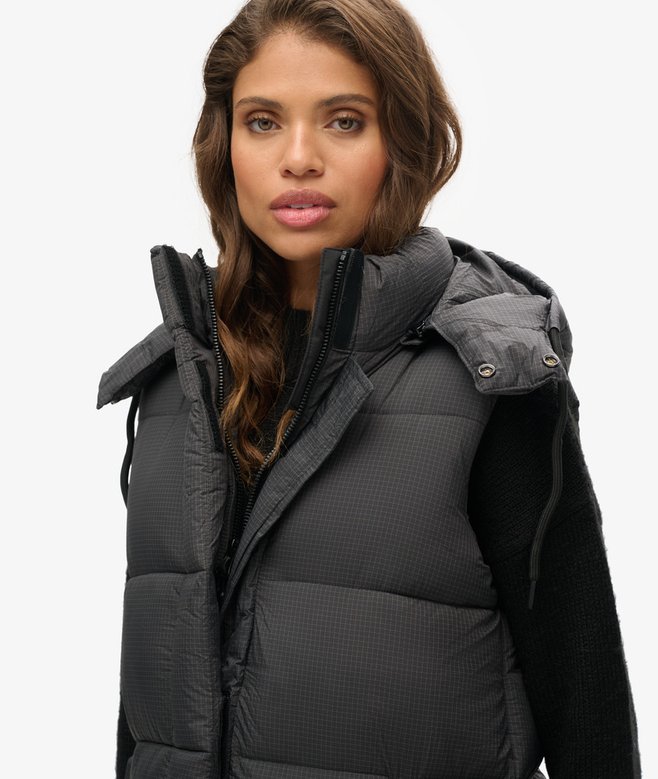 Superdry Chaleco Largo Con Capucha Ripstop