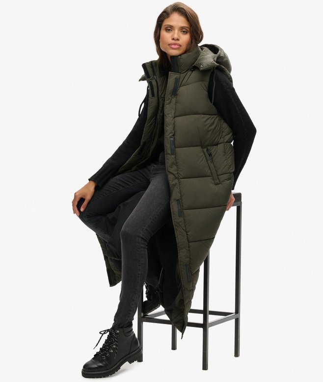 Superdry Chaleco Largo Con Capucha Ripstop