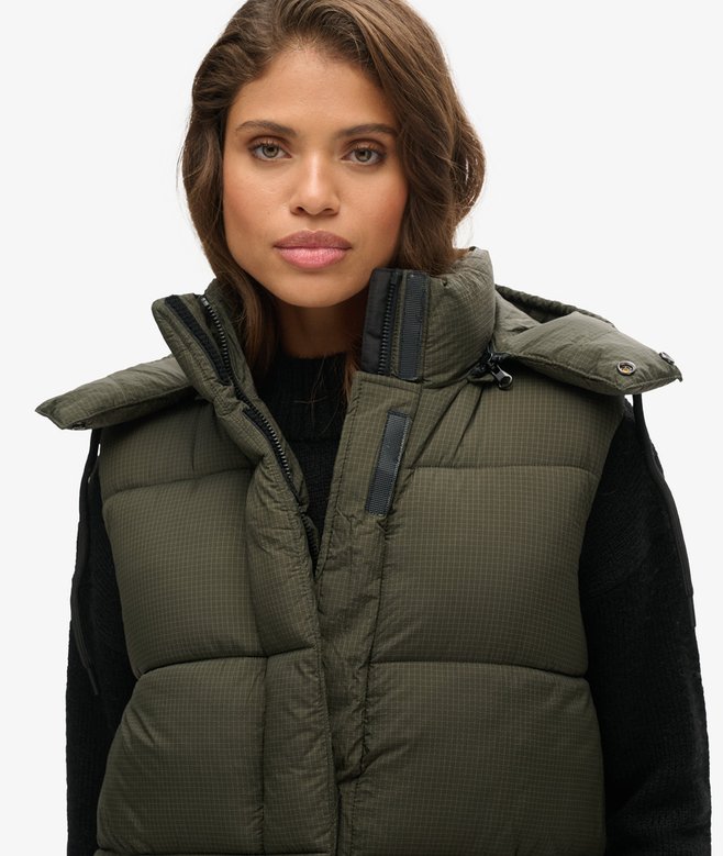 Superdry Chaleco Largo Con Capucha Ripstop