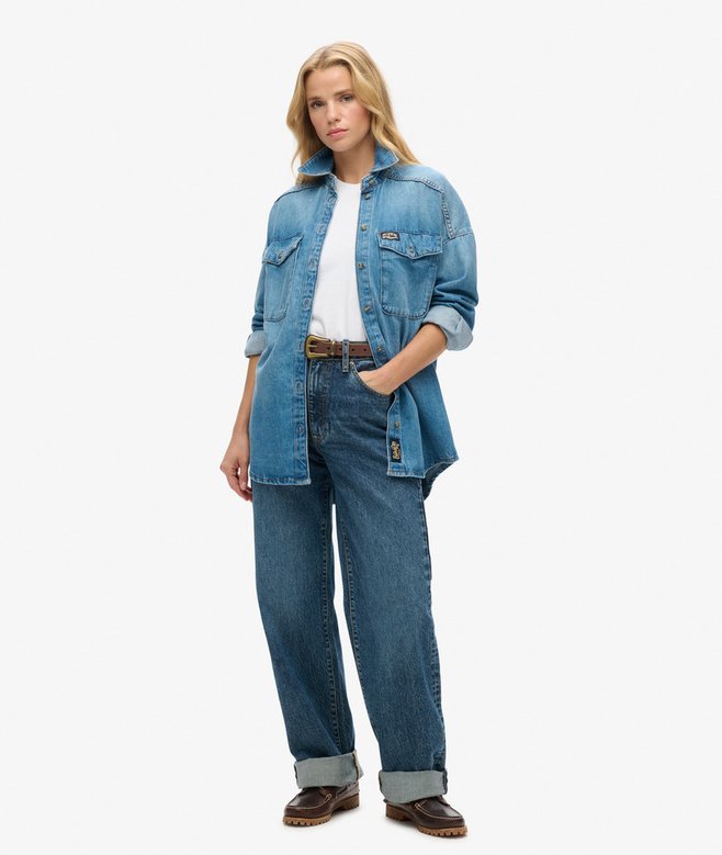 Superdry Chaqueta Camisera Vaquera Oversize