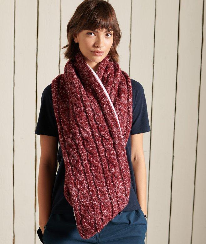 superdry Cubrecuellos en punto trenzado de tweed